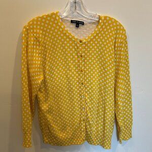 Cable & Gauge Yellow White Diamond Button Up Cardigan Size XL